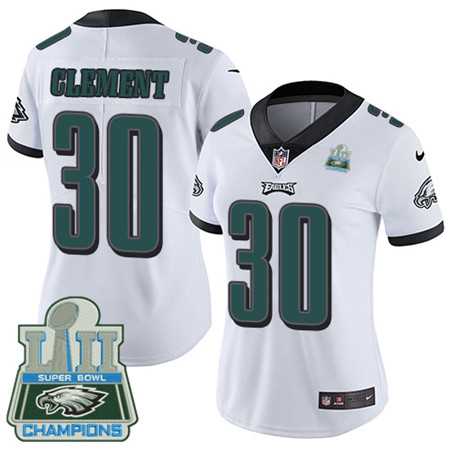 Women's Nike Eagles #30 Corey Clement White Super Bowl LII Champions Stitched Vapor Untouchable Limited Jersey